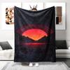 Wave Sunset Theme Pattern Flannel Printed Blanket Suitable for All Seasons Suitable for Living Room Office Sofa and Travel