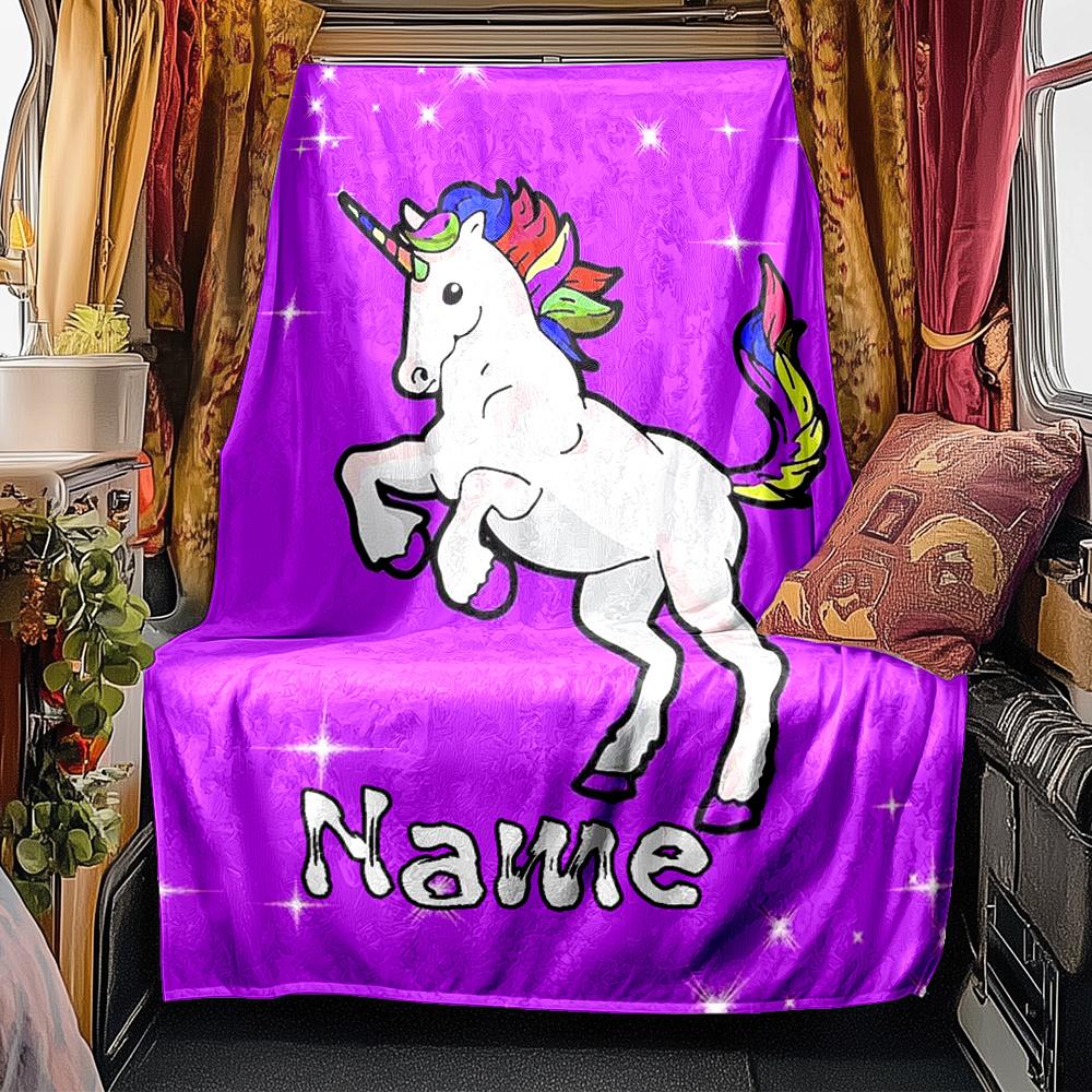 Unicorn Floral Blanket Personalized Name Soft Comfortable Stylish Blanket Car Blanket Perfect For Travel Camping Outdoor Home Suitable For All Seasons