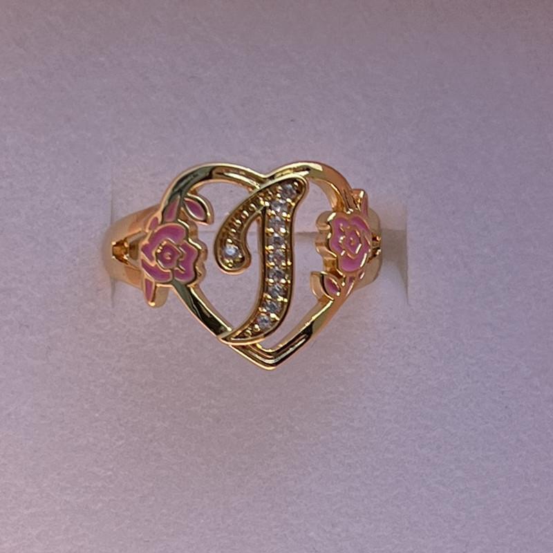 DUOYING Custom Initials Heart Adjustable Ring For Women Personalized Enamel Flower A-Z Letter Rings Hiphop Fashion Jewelry