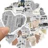 52Pcs Vintage Newspaper PVC Sticker Aesthetic Children's Korean Stationery School Supplies Scrapbooking DIY Decoration Sticker