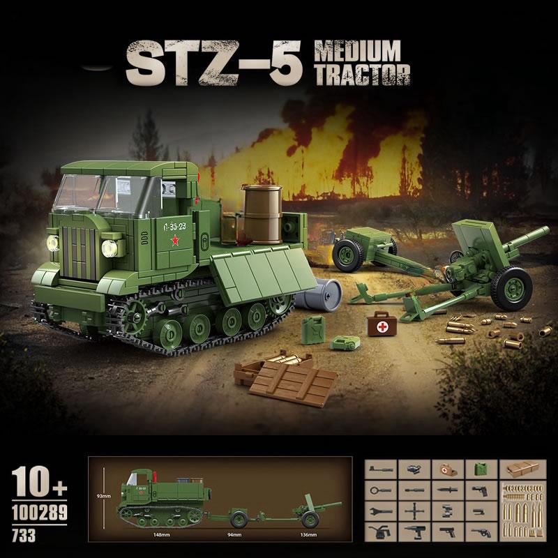 High-Quality 100289 Soviet-Style Stz-5 High-Quality Medium High-Quality Tractor Army style High-Quality Building High-Quality Blocks High-Quality no box