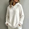 Women's Casual Flannel Long Sleeve Pullover Hoodie Loose Fit
