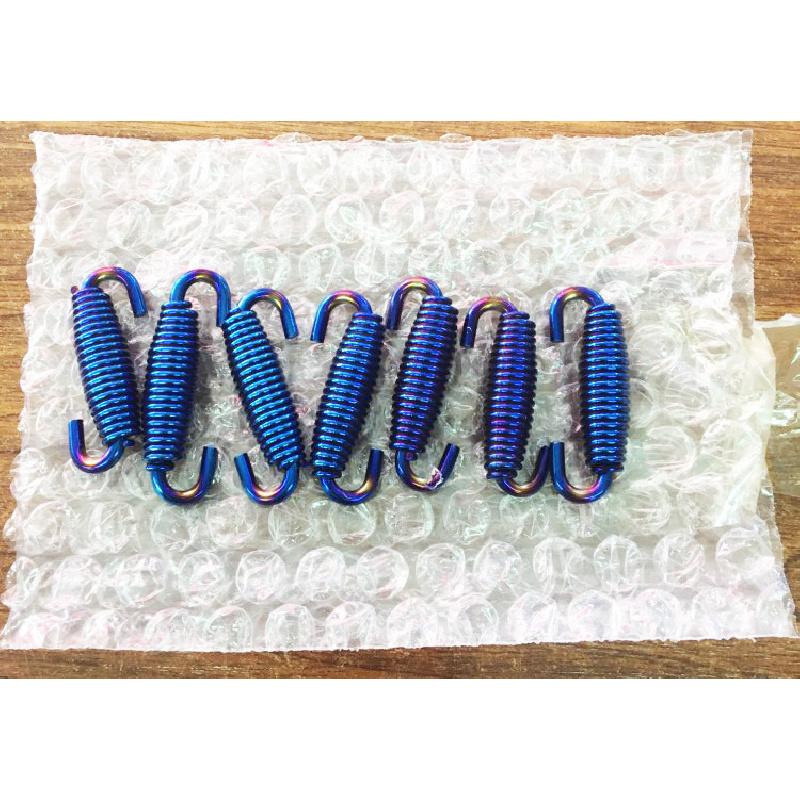 6 Pcs Blue Stainless Steel Motorcycle Scooter Exhaust Pipe Muffler Spring Hook