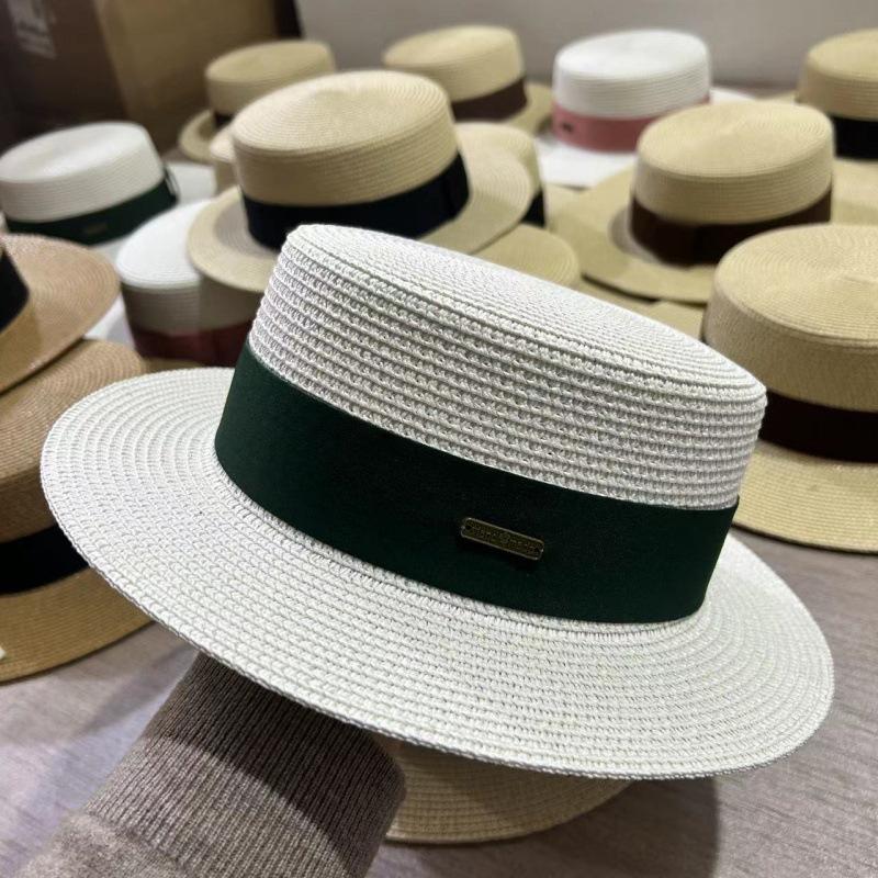 New Hat Women's Spring and Summer Flat Top Top Hat Adjustable French British Sunshade Sunscreen Travel Versatile Seaside