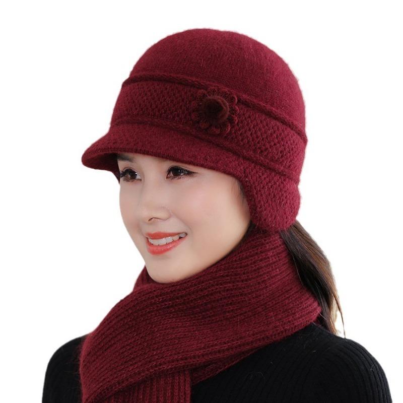 Pălărie de mamă bătrână de vârstă mijlocie Bazin din blană de iepure de iarnă cu izolație de pluș Protecție urechi Pălărie de pescar rezistentă la vânt Pălărie de bunica la modă