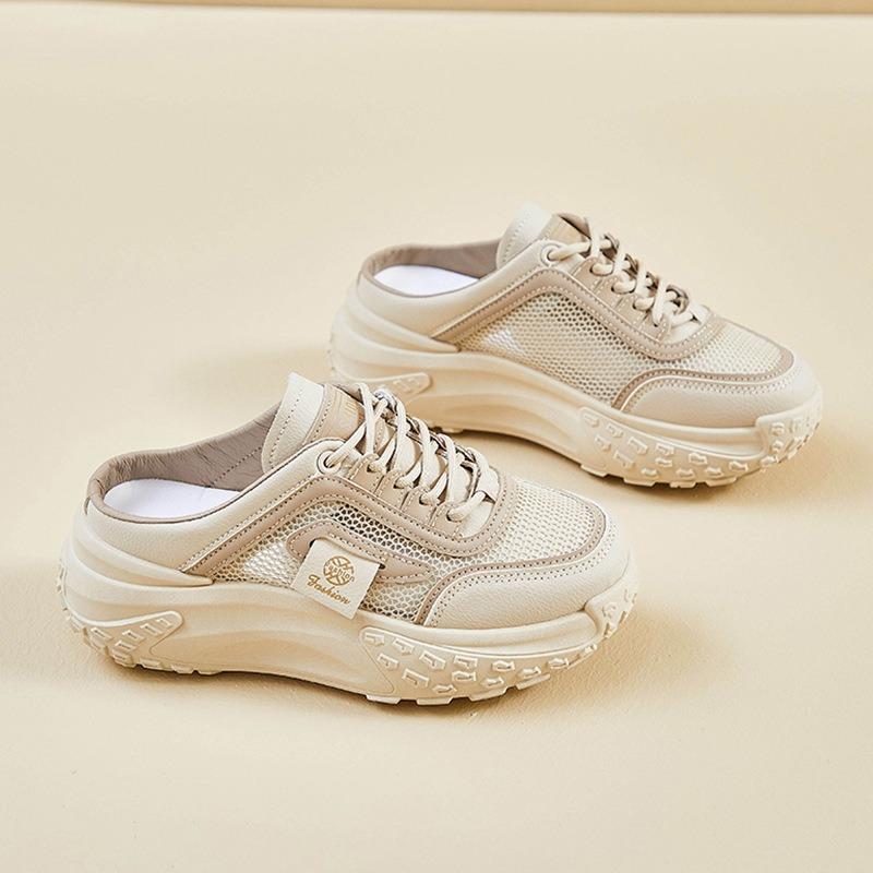 

Mesh breathable without heel little white shoes women s summer thin mesh shoes new thick-soled casual bag head half slippers 36 хакі