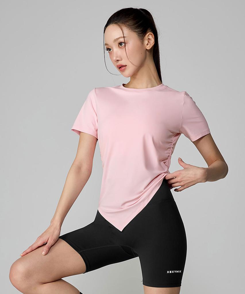 XEXYMIX Ice Feather Light 2.0 Asymmetrical Shirred Short Sleeve Xfl2Ts1004 (A Type)