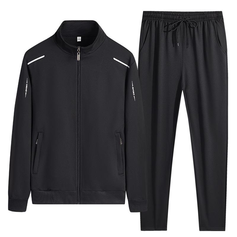 Men's Autumn-Winter Three-Piece Set: Cardigan Hoodie, Loose Sweatpants, Trendy Long-Sleeve Round Neck Top