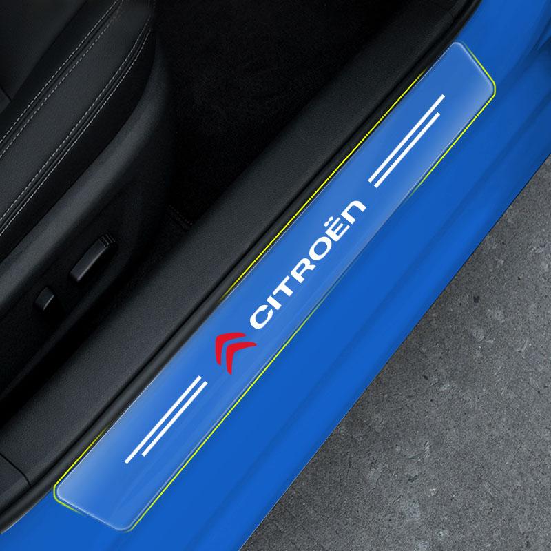 4pcs Car Scratchproof Car Threshold Transparent Sticker For Citroen C1 C2 C3 C4 C5 C5X E-C4 C-Crosser C4 Cactus Elysee C-ZERO