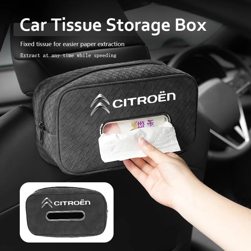 BYMF1 Car Seat Back Tissue Bag Leather Sun Visor Armrest Paper Storage Box For Citroen C4 C3 C5 C1 C2 C6 VTS C4L DS3 DS4 DS5 Grand