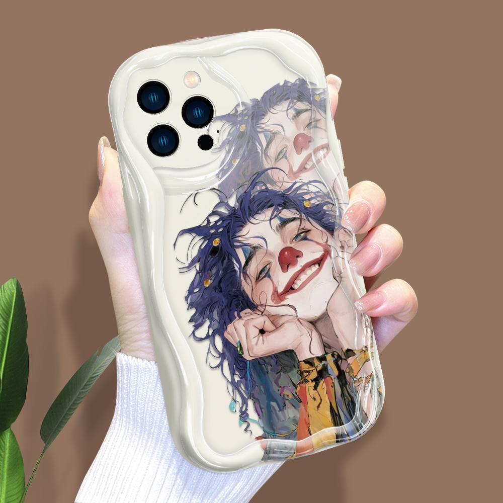 Kreslený vzor krémová textúra puzdro vlnitý okraj mäkký silikónový obal puzdro na telefón pre iPhone Samsung Huawei Honor Xiaomi Redmi Infinix Tecno