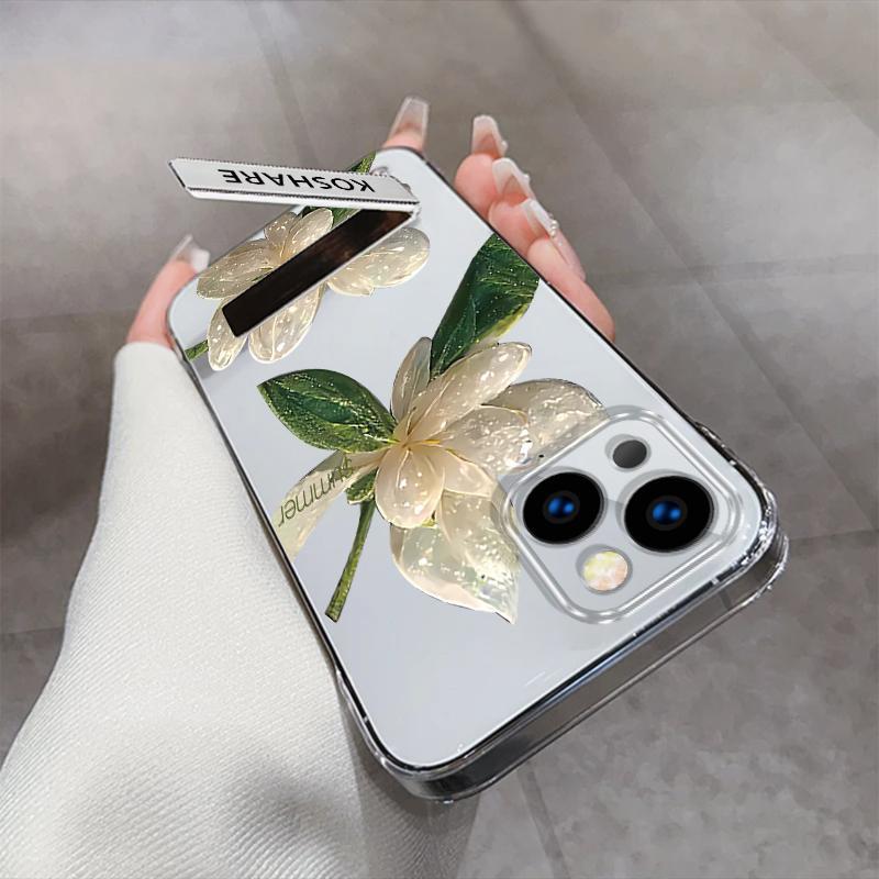 Crystal Flower Borderless Suitable for Apple 15 Mobile Phone Case 16e New Series Iphone13 Explosive Protective Case 14p