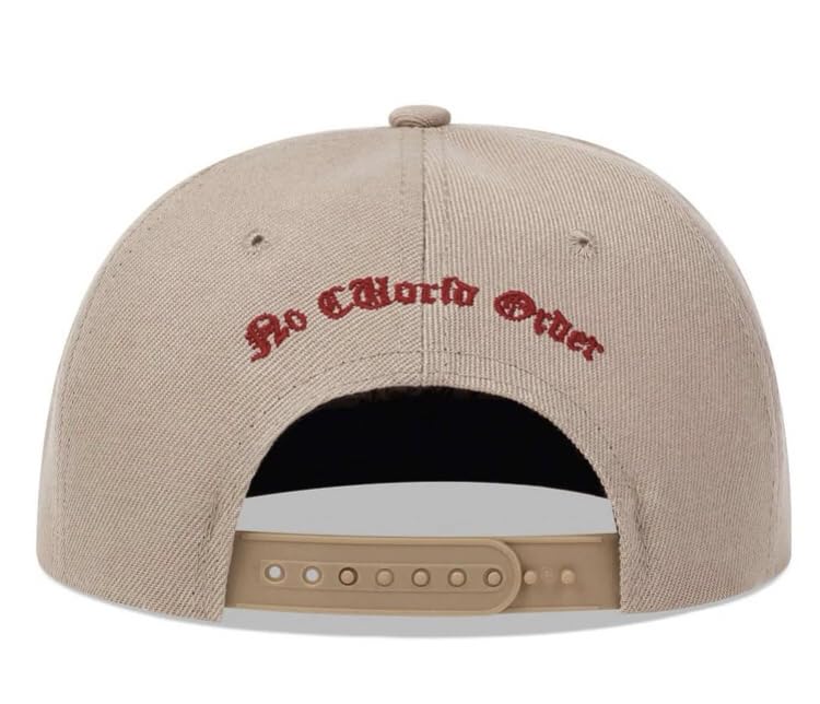 Sproutsy Men's Flower Rose Unisex Flat Visor Hat in Beige with Skull and Skeleton Design