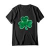 St. Patrick's Grünes T-Shirt für Erwachsene mit Rundhalsausschnitt, kurzen Ärmeln und Aufdruck in Grün mit drei Blättern