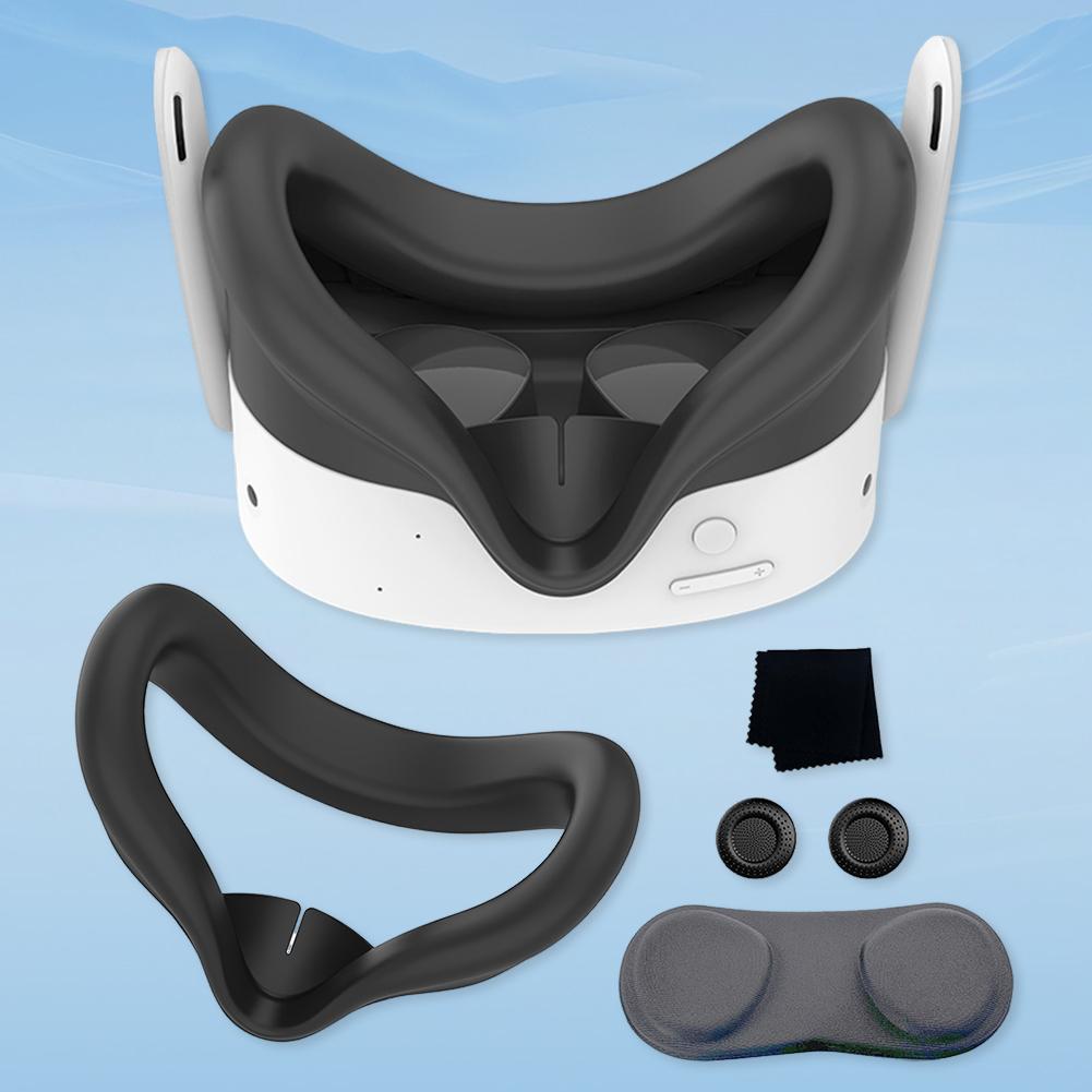 Silicone Cover Set Silicone VR Face Cover with Len Protector & Joystick Cover Face Pad Cushion for Meta Quest 3S VR Accessories