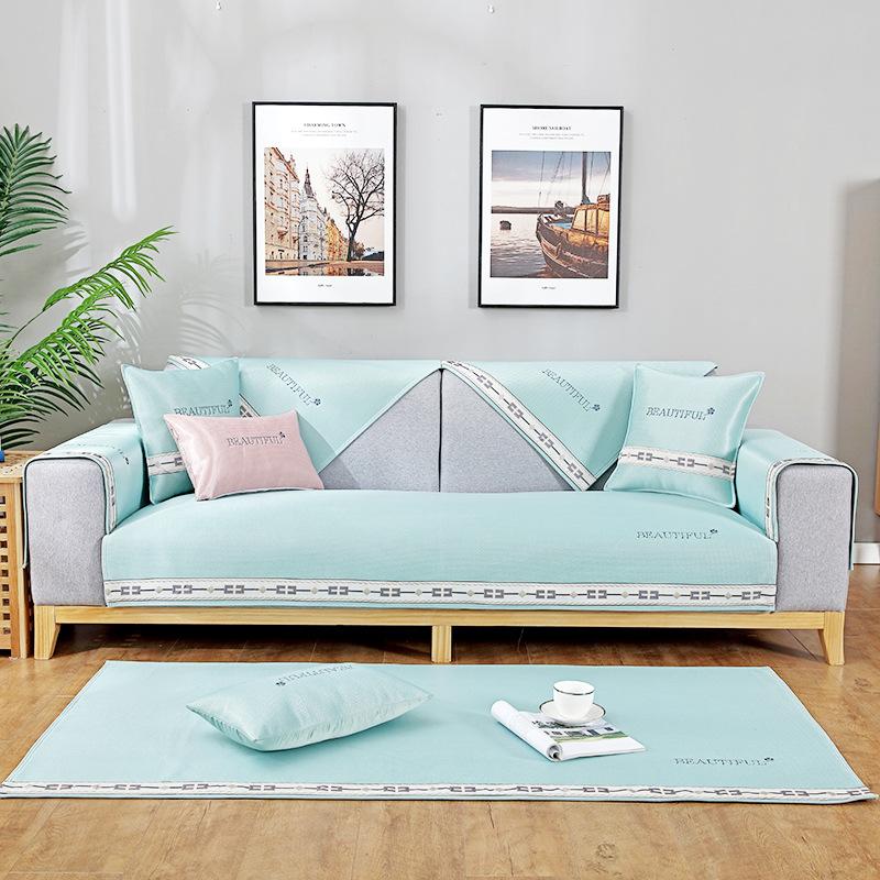 

Летняя роскошная подушка для дивана из ледяного шелка, нескользящий коврик, универсальная моющаяся подушка для дивана Four Seasons, однотонный чехол. 70*70