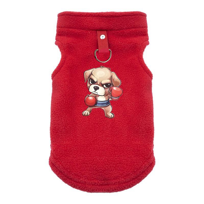 

Теплая одежда для маленьких собак, боксерская собака, напечатанная одежда, зимний жилет для щенков, костюм для маленьких средних собак, кошек, чихуахуа, йорков XL красный