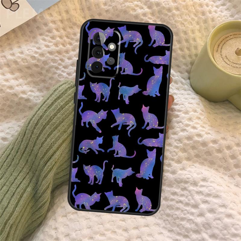Space Happy Cats Case For Samsung Galaxy A15 A22 A52 A32 A54 A14 A16 A26 A36 A56 A55 A35 A05 A06 A53 A33 A13