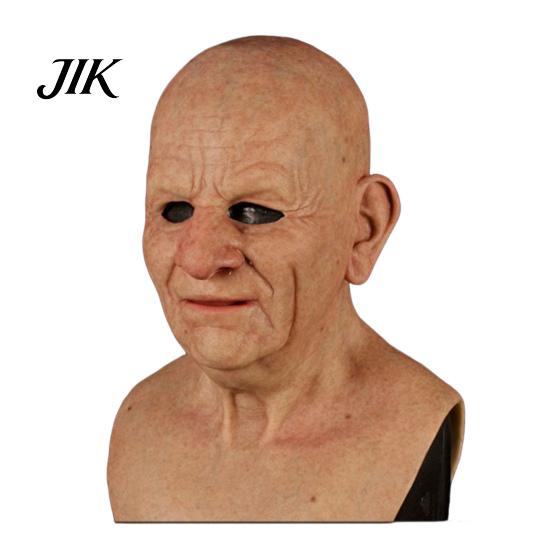 Unique Halloween Cosplay Prop Old Man Masque for Adults Realistic Latex Elderly Human Full Head Horror Game Cover with Lifelike Wrinkle Masquerade