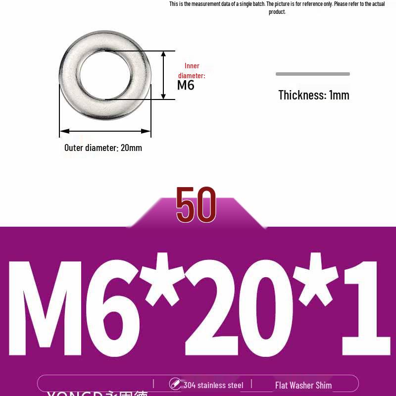 304 Stainless Steel Thickened Flat Washer / Ultra-thin Metal Gasket, Sizes M1.6-M10