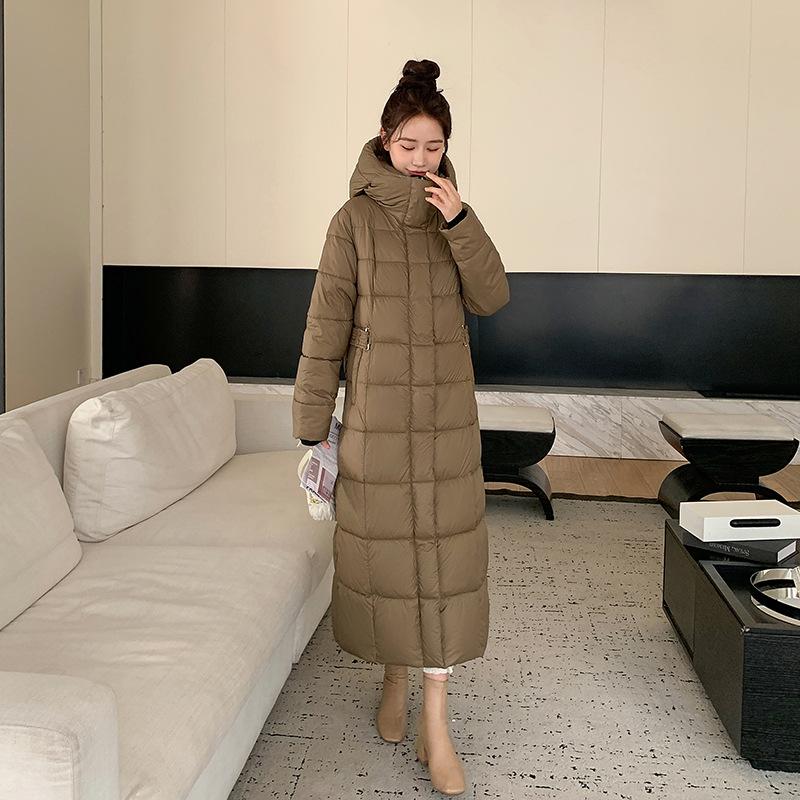 New Winter Loose Hooded Cotton Jacket for Women's Extended Thickened Warm Cotton Jacket Over Knee Jacket
