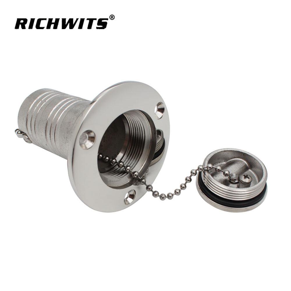 RICHWITS Stainless Steel Flip-Up Fuel & Water Inlet Cap for Yacht & RV Tanks
