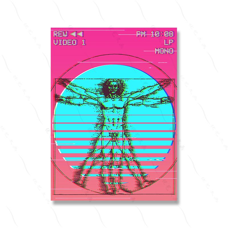Pink Fantasy Lure Retro Wall Art Poster Print Fluture Iubitor de moarte Skeleton Vaporwave Pânză Pictură Abstractă Camera Home Decor