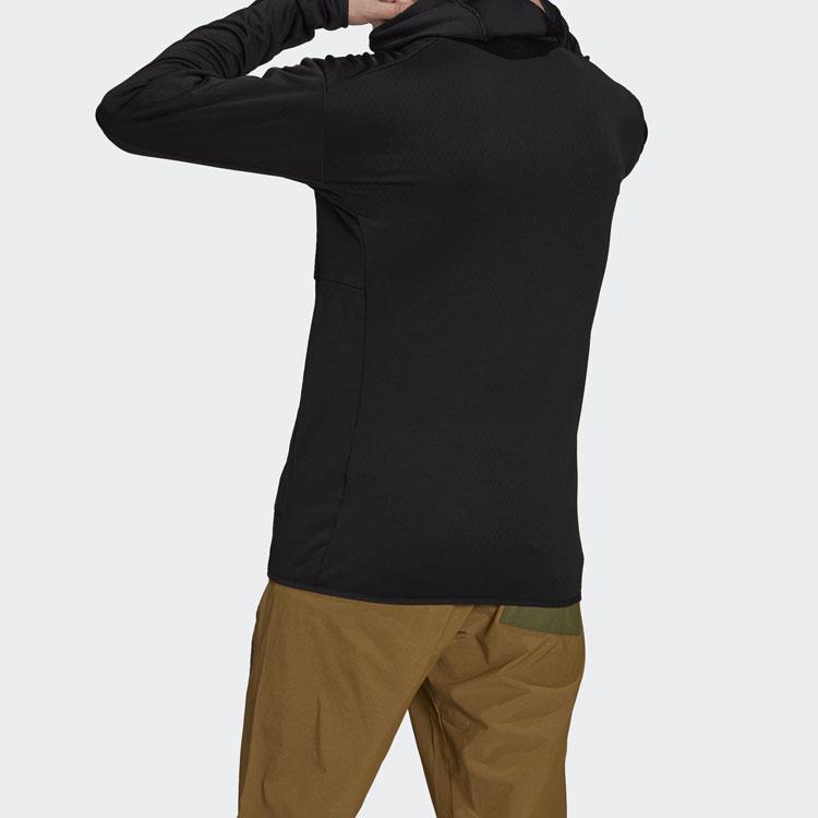 adidas Terrex Tech Fleece Light Hooded Hiking Jacket Black GI7313
