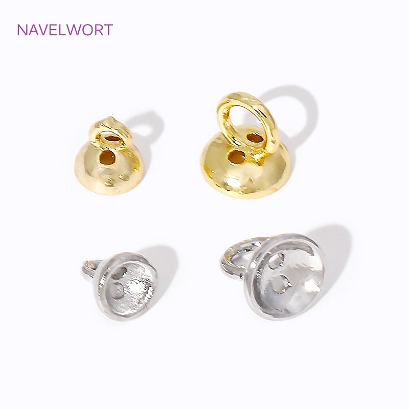 4.5/6MM 18K Gold Plated Brass Pearl Bracelet Ends Connector With Loop,Jewelry End Caps,For DIY Jewelry Making Accessories