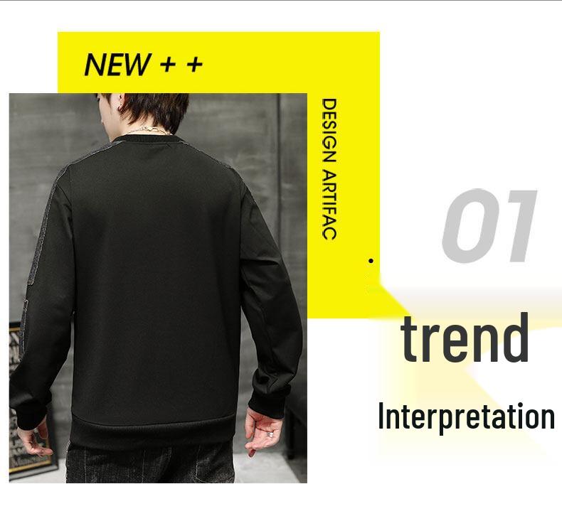 Men's 2025 Spring/Autumn Round Neck Loose Trendy Korean Style Hoodie