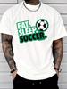 Unisex Black Crew Neck Tee Soccer Football Slogan Print Loose Oversized Short Sleeve Unisexs Streetwear Summer Casual Basic Top