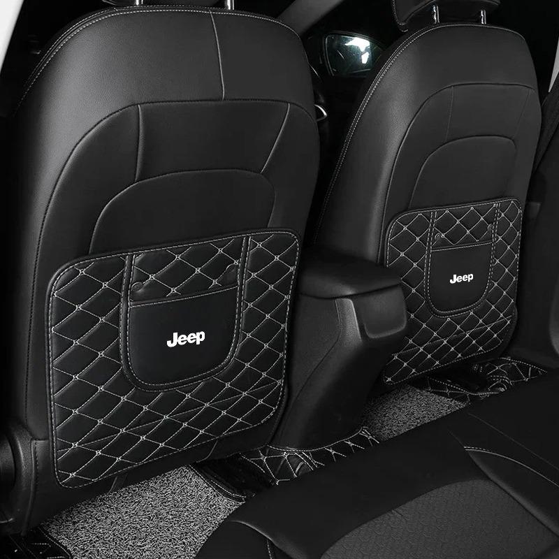 Auto Anti-Trittschutz Innenraum PU-Leder Autositz Rückenlehnen Schutzpolster Für Jeep Grand Cherokee WK2 2011-2019 Wrangler YJ TJ JK JL JKU
