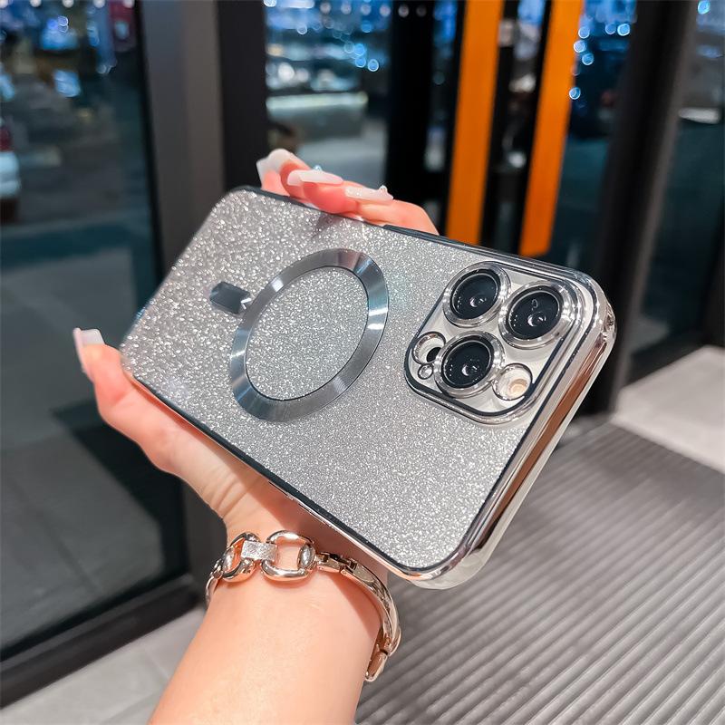 Applicable To Iphone16promax Electroplating Magnetic Suction 16 Mobile Phone Case 15 Apple 14 Transparent 13 Gradual Change Glitter 12