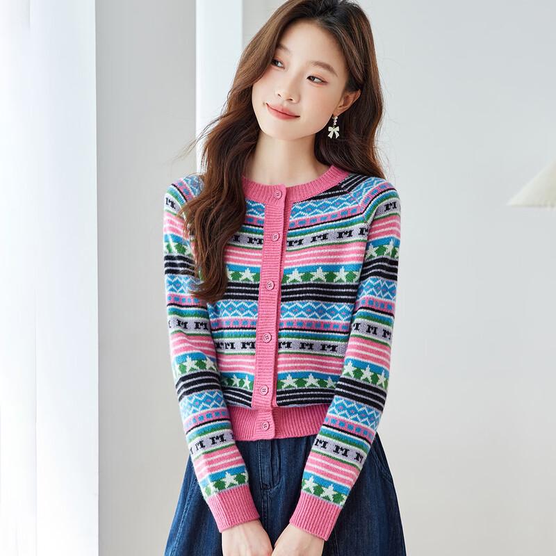 

Женский короткий кардиган из жаккардовой мериносовой шерсти от Srcr M