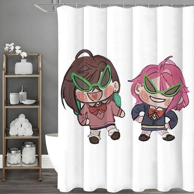 Cartoon Funny Character Shower Curtain, Bathroom Decorative Shower Curtain, Waterproof Shower Curtain with Hooks