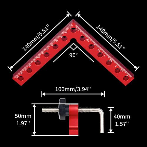 DEEFIINE 90 Degree Positioning Square Right Angle Clamp, 5.5" X 5.5", Luminum Alloy, Woodworking, Carpentry, L-Type Corner Clamp for Photo Frames, Box
