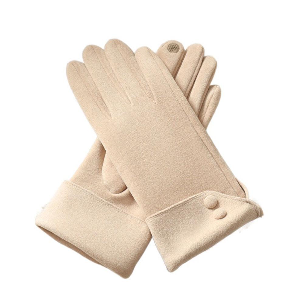Full Finger Women Suede Gloves Plush Winter Mittens Vintage  Gloves  Sports