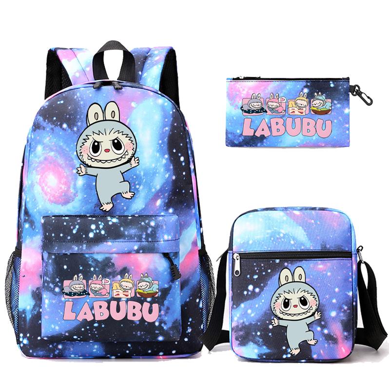 3Pcs/set Cute Printed Backpack with Shoulder Bag Pencil Case Student Girl Boy Schoolbag Large Capacity Bookbag Travel Bag