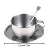 1Set Stainless Steel Coffee Mug With Spoon Saucer Placemat Heat Resistant Milk Cup Tea Mug Cup