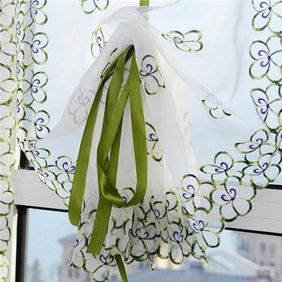 Flower Window Rural Bedroom Decor Sheer Drape Curtain Embroidered Butterfly Modern Short Roman Curtains Valance