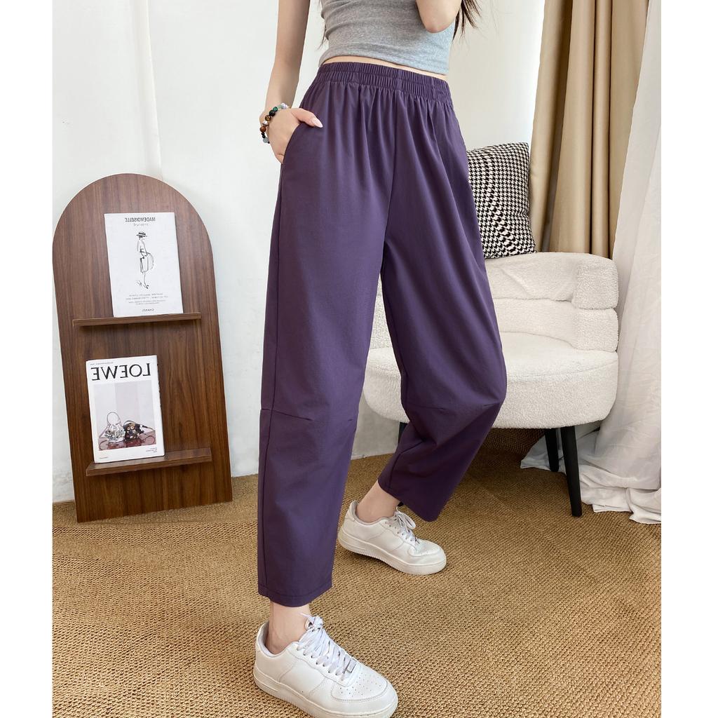 Sweatpants summer light nine-point pants women's 2025 new small cool walker ice silk quick-drying radish pants