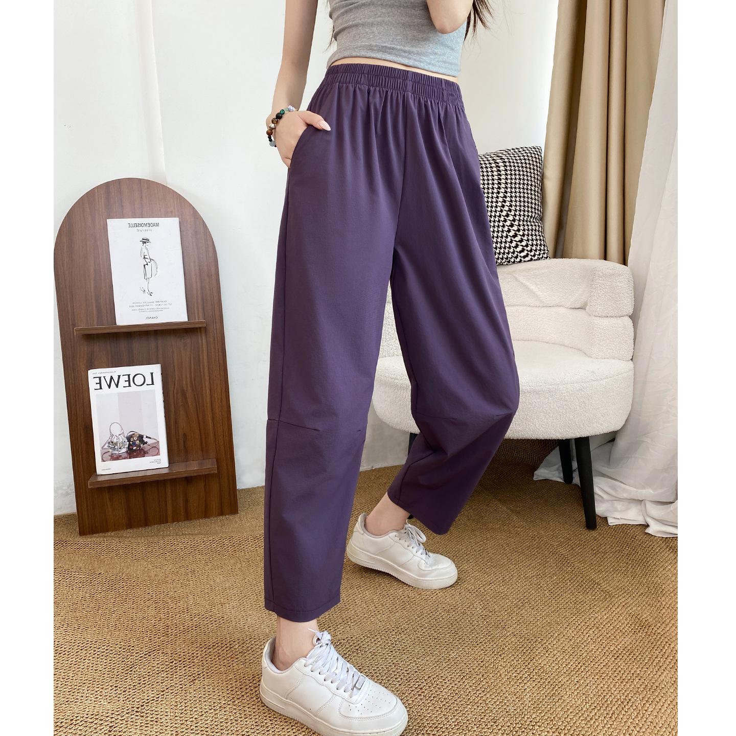 

Sweatpants quick-drying women s summer thin 2025 new high-waisted and thin loose sunscreen ice silk nine-point Harlan radish pants 2XL [136-75kg]