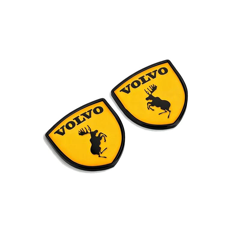 2 Stück Volvo Elch Logo Schild Abzeichen 3D Metall Aufkleber für Alle Auto Kofferraum Kotflügel - Auto Styling Dekoration Zubehör