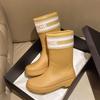 Medieval rain boots women's fashion outer wear medium tube letter rain shoes non-slip waterproof shoe cover shoes camping wading shoes
