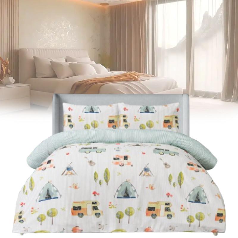 Reversible Camping Bedding Set With Digital Print For Home Sleep Comfort