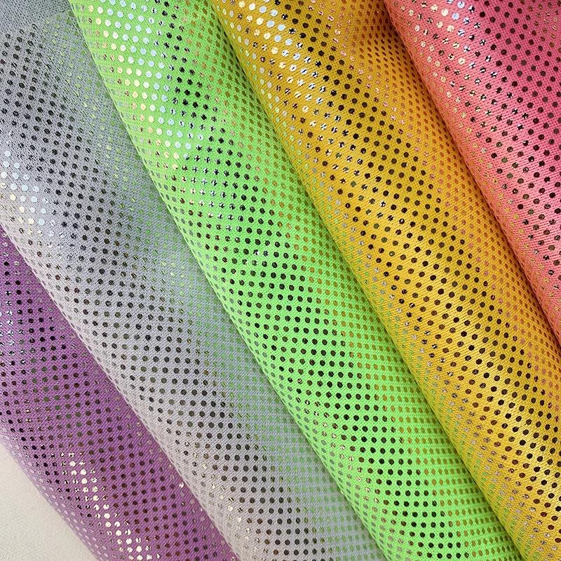 100x150cm Shiny Laser Dot Flocked Elastic Fabric High Stretch Knitting for Costume Stage Decor Sofa Backpack Diy Crafts