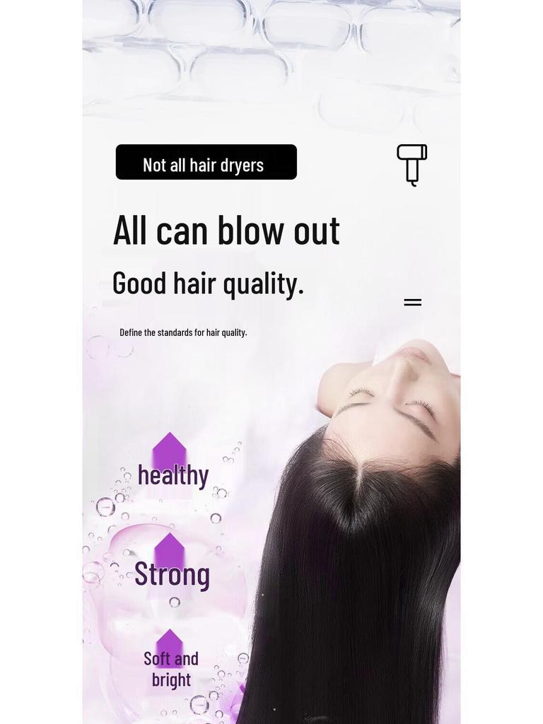 High-Speed Quiet Hair Dryer with Negative Ion Care, Fast Drying, Strong Airflow, Blade-less Hollow Design