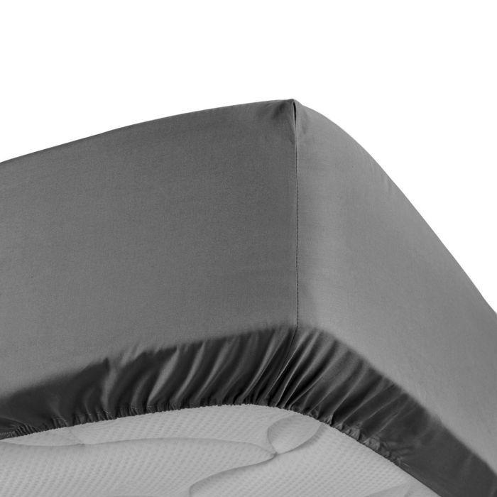 Drap housse 160x200 cm - Percale 100% coton - Bonnet 30 cm - Anthracite