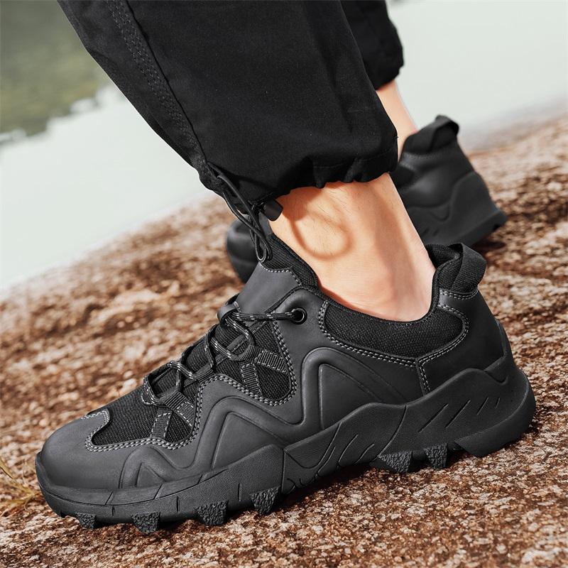 Fashion Brand Outdoor Men Hiking Shoes High-quality Anti Slip Sports Leather Casual Shoes Fashion Thick Soled Comfort Soft Walking Boots