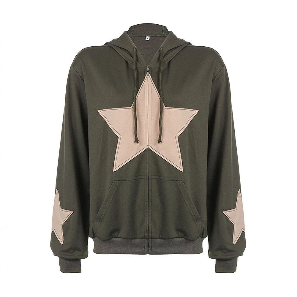 Amerikanisches 3D-gedrucktes Herren-Herbst-Japanstoff-Samt große Größe Nische vielseitiges Kapuzenoberteil Sternenprint Pullover